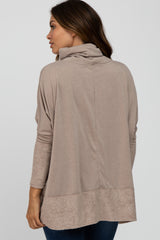 Mocha Cowl Neck Contrast Maternity Dolman Sleeve Top