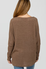 Mocha Brushed Ribbed Dolman Sleeve Maternity Top