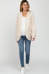 Cream Soft Knit Hooded Maternity Cardigan