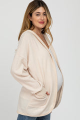 Cream Soft Knit Hooded Maternity Cardigan