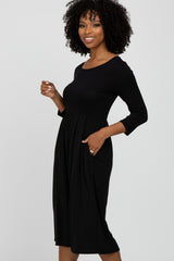 Black Babydoll Midi Dress