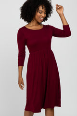 Burgundy Babydoll Midi Dress