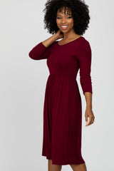 Burgundy Babydoll Midi Dress