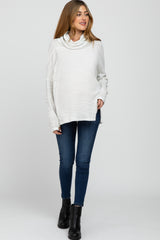 Ivory Waffle Knit Cowl Neck Maternity Top