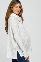 Ivory Waffle Knit Cowl Neck Maternity Top