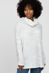 Ivory Waffle Knit Cowl Neck Top