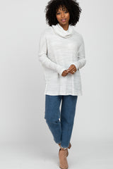 Ivory Waffle Knit Cowl Neck Top