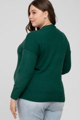 Forest Green Mock Neck Exposed Seam Maternity Plus Sweater