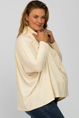 Cream Cowl Neck Contrast Maternity Plus Dolman Sleeve Top