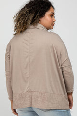 Mocha Cowl Neck Contrast Maternity Plus Dolman Sleeve Top