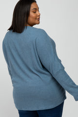 Teal Brushed Ribbed Dolman Sleeve Maternity Plus Top