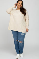 Cream Pocketed Dolman Sleeve Plus Maternity Top