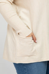 Cream Pocketed Dolman Sleeve Plus Top