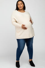 Cream Pocketed Dolman Sleeve Plus Maternity Top