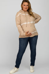 Taupe Tie Dye Maternity Plus Hoodie