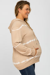 Taupe Tie Dye Maternity Plus Hoodie