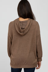 Mocha Brushed Ribbed Hooded Top