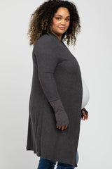 Charcoal Brushed Rib Maternity Plus Cover Up