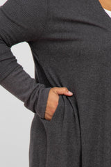 Charcoal Brushed Rib Maternity Plus Cover Up