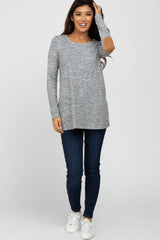 Heather Grey Elbow Patch Top