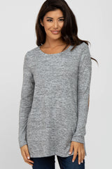 Heather Grey Elbow Patch Top