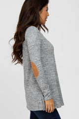 Heather Grey Elbow Patch Top