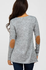 Heather Grey Elbow Patch Top