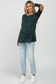 Forest Green Heather Elbow Patch Maternity Top