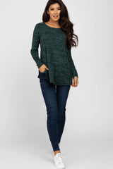 Forest Green Heather Elbow Patch Maternity Top