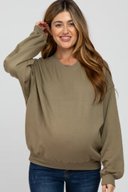 Olive Soft Pullover Maternity Sweatshirt