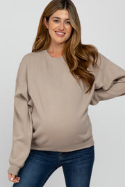 Light Mocha Soft Pullover Maternity Sweatshirt