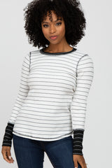 Black Striped Long Sleeve Maternity Top