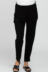 Black Ruffle Waist Maternity Pants