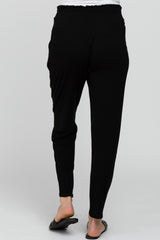 Black Ruffle Waist Maternity Pants