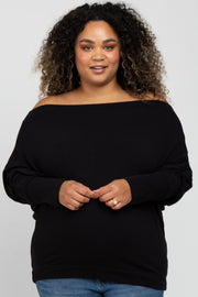 Black Off Shoulder Dolman Maternity Plus Top