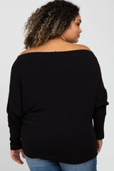 Black Off Shoulder Dolman Maternity Plus Top