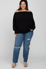 Black Off Shoulder Dolman Plus Top