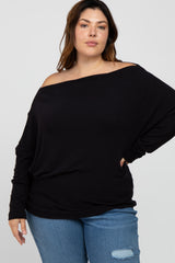 Black Off Shoulder Dolman Maternity Plus Top