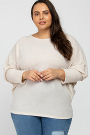 Beige Brushed Waffle Knit Dolman Plus Top