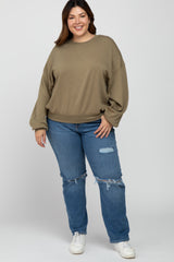 Olive Soft Pullover Maternity Plus Sweatshirt