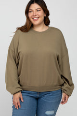 Olive Soft Pullover Plus Sweatshirt