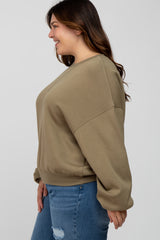 Olive Soft Pullover Plus Sweatshirt