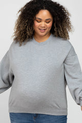 Heather Grey Soft Pullover Maternity Plus Sweatshirt