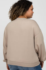 Light Mocha Soft Pullover Maternity Plus Sweatshirt