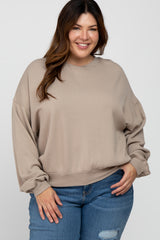 Light Mocha Soft Pullover Plus Sweatshirt