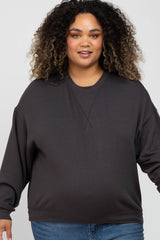 Charcoal Soft Pullover Maternity Plus Sweatshirt