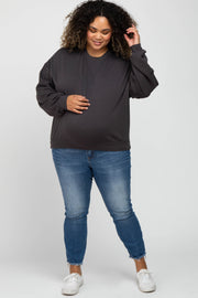 Charcoal Soft Pullover Maternity Plus Sweatshirt