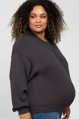 Charcoal Soft Pullover Maternity Plus Sweatshirt