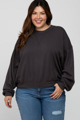 Charcoal Soft Pullover Maternity Plus Sweatshirt