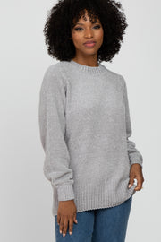 Heather Grey Chenille Knit Sweater